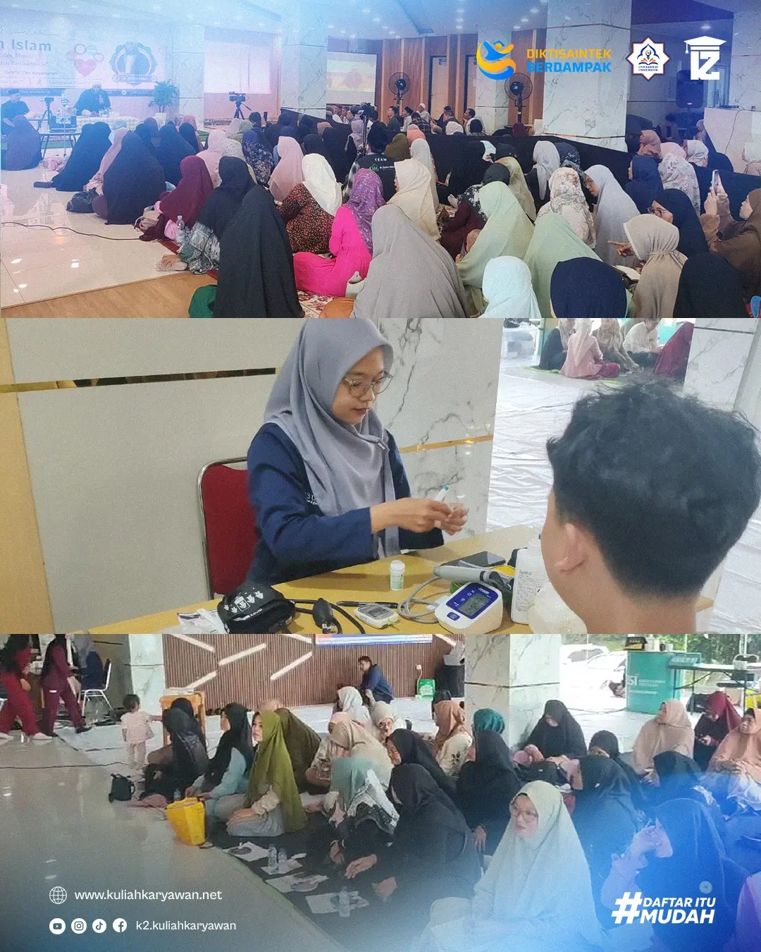 Pelaksaaan Kajian islam dan check kesehatan gratis universitas ummi bogor